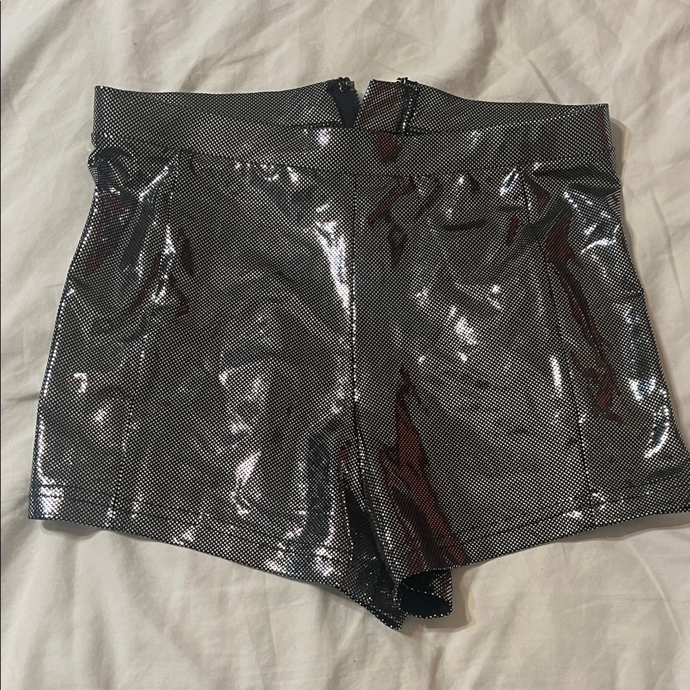 Forever 21 Shimmering Silver High Waist Shorts